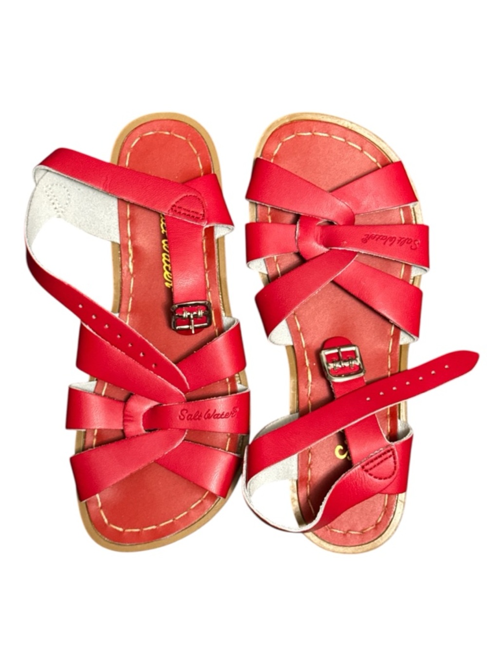 Salt Water Red Leather Kids Sandals Size 3